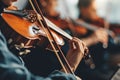 Talented musician playing violin cello in orchestra concert theatre opera musical talent skill classical music artistic Royalty Free Stock Photo