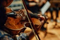 Talented musician playing violin cello in orchestra concert theatre opera musical talent skill classical music artistic Royalty Free Stock Photo