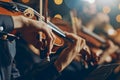 Talented musician playing violin cello in orchestra concert theatre opera musical talent skill classical music artistic Royalty Free Stock Photo