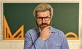 Talented pedagogue. Study in college. Mature bearded teacher in glasses. Education concept. Private lesson. Back to Royalty Free Stock Photo