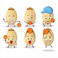Talented pine nuts cartoon character as a basketball athlete