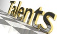 Talents sign in gold and glossy letters