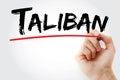 Taliban text with marker, concept background Royalty Free Stock Photo