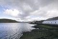 The Talisker distillery and Loch Harport on the Isle of Skye Royalty Free Stock Photo