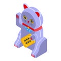 Talisman lucky cat icon, isometric style Royalty Free Stock Photo