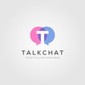 Talk bubble chat letter t overlapping logo vector icon illustration design Royalty Free Stock Photo