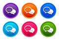 Talk bubble icon luxury bright round button set 6 color vector Royalty Free Stock Photo