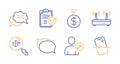 Talk bubble, Survey checklist and Search text icons set. Contactless payment, Text message and Edit user signs. Vector Royalty Free Stock Photo