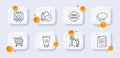 Talk bubble, Vision board and Fake news line icons pack. For web app. 3d glass buttons. Vector