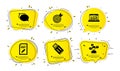 Talk bubble, Web analytics and Edit document icons set. Usb flash, Target and Conversation messages signs. Vector Royalty Free Stock Photo