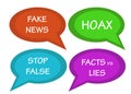 Talk bubbles with inscription fake new, hoax, lying, false