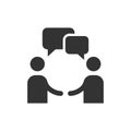 Talk People Icon In Flat Style. Man With Speech Bubble Illustration On White Isolated Background. Talk Chat Business Concept.