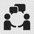 Talk People Icon In Flat Style. Man With Speech Bubble Illustration On Isolated Transparent Background. Talk Chat Business