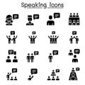 Talk, speech, discussion, dialog, speaking, chat, conference, meeting icon set