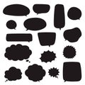 Talk and think vector comics bubbles silhouettes Royalty Free Stock Photo