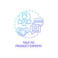 Talk to product experts blue gradient concept icon