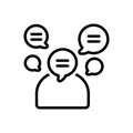 Black line icon for Talkative, voluble and chatty Royalty Free Stock Photo