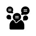 Black solid icon for Talkative, chatty and voluble