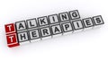 Talkihg therapies word block on white