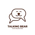 Talking bear logo icon comic bubble speech outline line monoline style Royalty Free Stock Photo