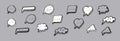 Talking bubbles vector. Speech bubble doodle set. Funny 3D style collection of hand made sketch messages icon set Royalty Free Stock Photo