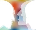 Talking concept. People profile head in discussion. Royalty Free Stock Photo
