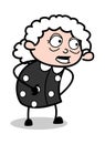 Talking Expression - Old Cartoon Granny Vector Illustration Royalty Free Stock Photo