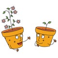 Talking happy flower pots Royalty Free Stock Photo