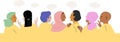 Talking head of different people, nationality, skin color and gender. Talking people concept, flat vector illustration on light