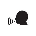 Talking head - web black icon design. Voice control person. Vector illustration.