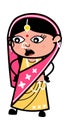 Talking Indian Woman with Hands on Waist Cartoon