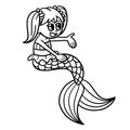 Talking Mermaid Isolated Coloring Page for Kids