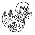 Talking Mermaid Isolated Coloring Page for Kids