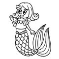 Talking Mermaid Isolated Coloring Page for Kids
