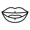 Talking mouth sync icon outline vector. Lip pronunciation