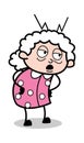 Talking - Old Cartoon Granny Vector Illustration Royalty Free Stock Photo