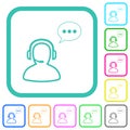 Talking operator active outline vivid colored flat icons Royalty Free Stock Photo