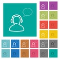 Talking operator outline square flat multi colored icons Royalty Free Stock Photo