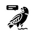 talking parrot bird glyph icon vector illustration