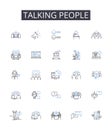 Talking people line icons collection. Conversing individuals, Communicating folks, Chattering individuals, Bantering