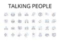 Talking people line icons collection. Conversing individuals, Communicating folks, Chattering individuals, Bantering