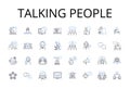 Talking people line icons collection. Conversing individuals, Communicating folks, Chattering individuals, Bantering Royalty Free Stock Photo