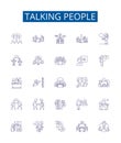 Talking people line icons signs set. Design collection of Conversing, Chatting, Orating, Speaking, Interacting, Dialogue Royalty Free Stock Photo