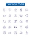 Talking people line icons signs set. Design collection of Conversing, Chatting, Orating, Speaking, Interacting, Dialogue