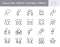 Talking people line icons. Vector illustration include icon - teamwork, business agreement, teamwork, discussion outline Royalty Free Stock Photo