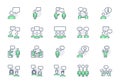 Talking people line icons. Vector illustration include icon - teamwork, business agreement, teamwork, discussion outline