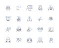 Talking people outline icons collection. Conversing, Chattering, Chatting, Discussing, Dialoguing, Interacting, Speaking