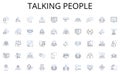 Talking people line icons collection. Sprint, Iterative, Backlog, Collaborative, Scrum , User story, Planning vector and