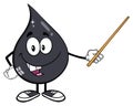 Talking Petroleum Or Oil Drop Cartoon Character Using A Pointer Stick
