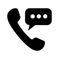 Talking by phone auricular vector icon. call illustration symbol.